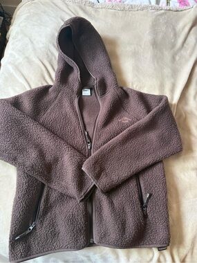Aritzia Brown Sherpa Zip-Up Hoodie